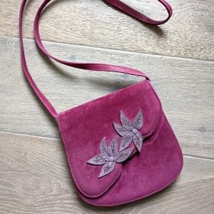 Vintage suede bag, designer, handmade in Italy